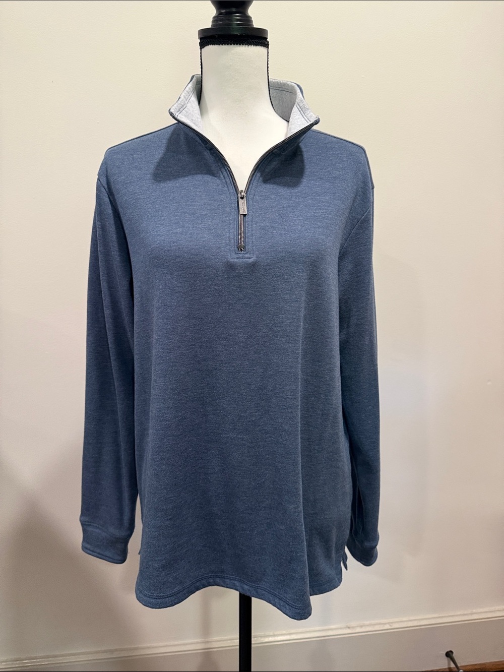 Tahari Quarter-Zip Pullover in Slate Blue Size Small